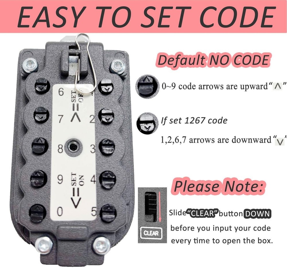 Key Lock Box for Outside Wall Mount, Waterproof Spare Key Storage Box, 10-dig...