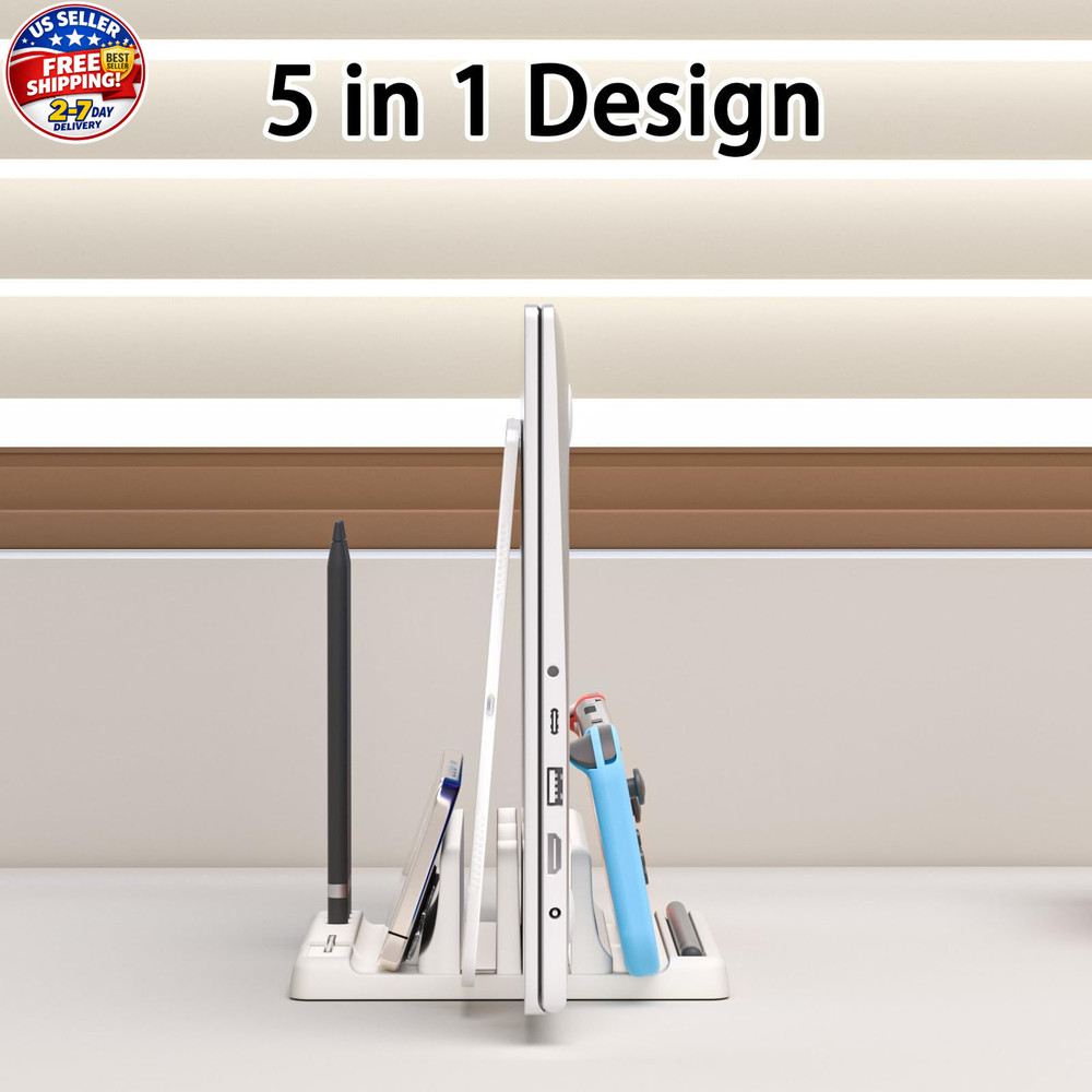 Ahonnpely Vertical Laptop Stand Holder - Adjustable ABS Plastic White