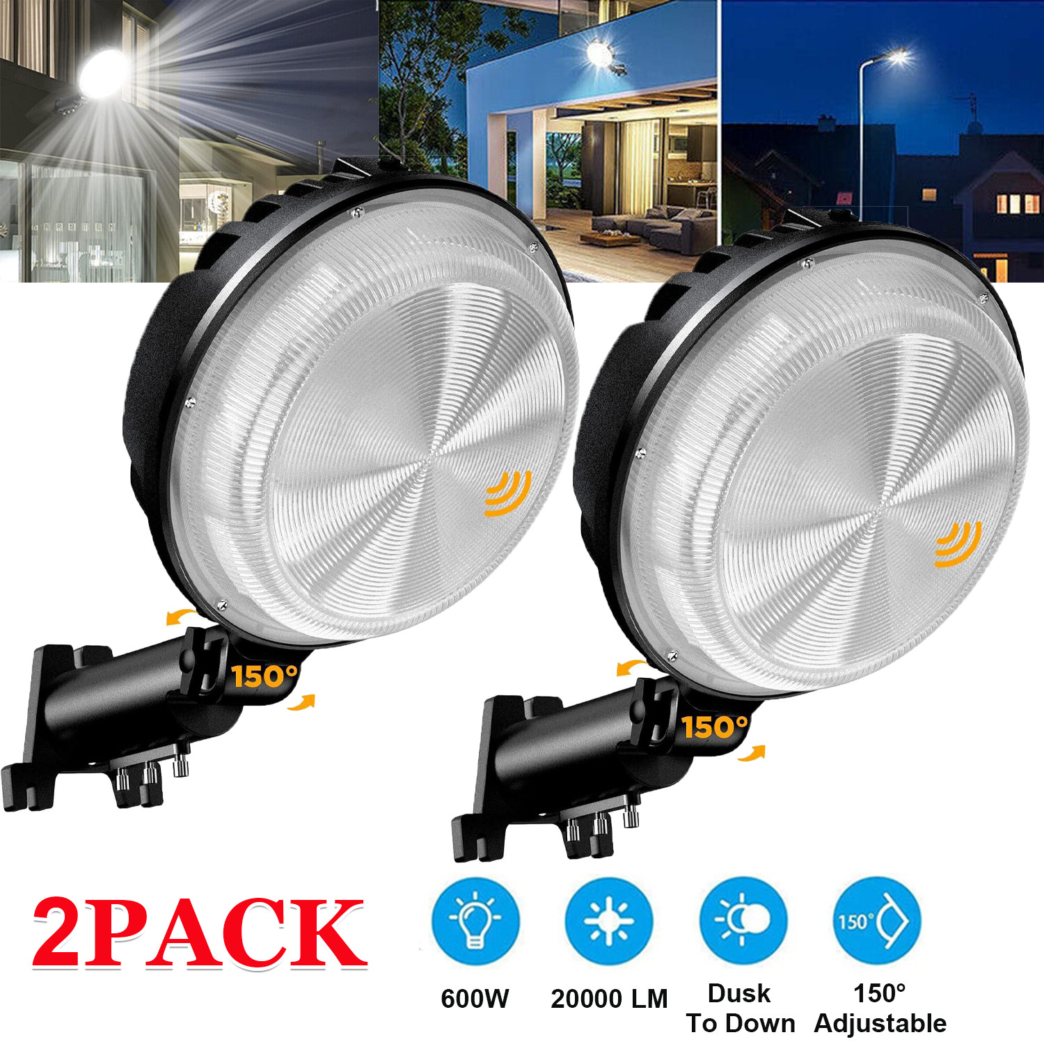 600W LED Barn Yard Street Outdoor Security Dusk to Dawn Waterproof Flood Light