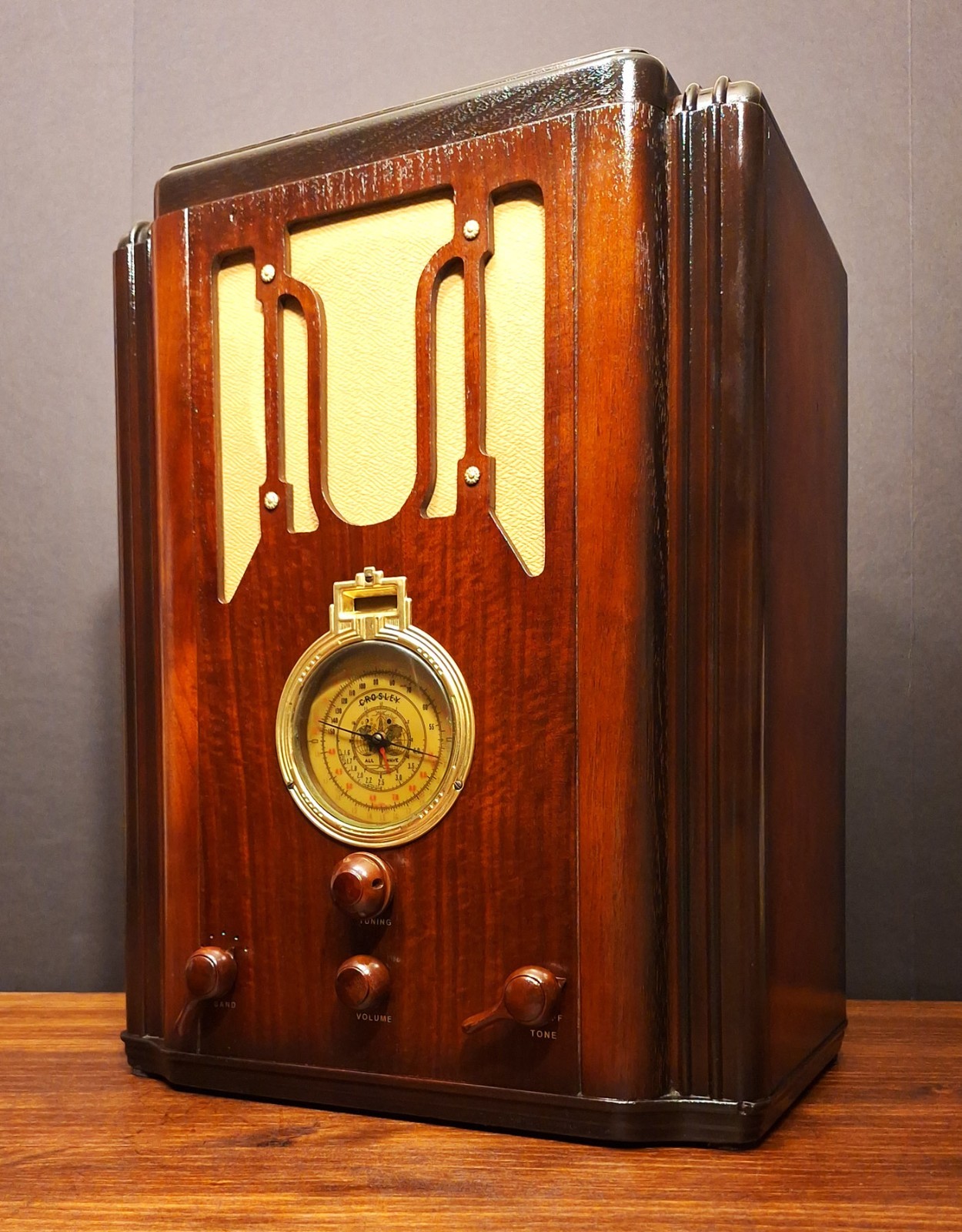 Old Antique Wood Crosley Viking Vintage Tube Radio -Restored & Working Tombstone