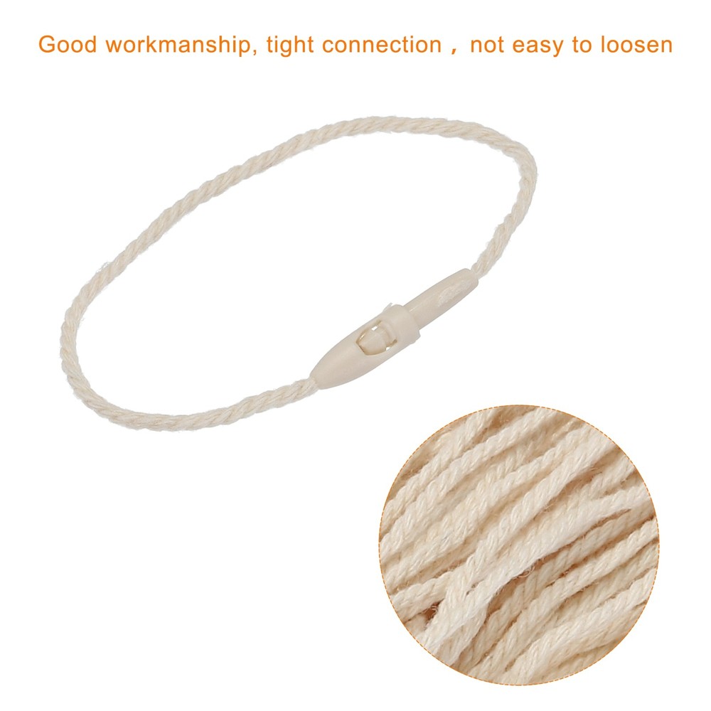 Polyester Rope Hang Tag String Snap Locks 190mm,1mm 100 Pcs,Beige
