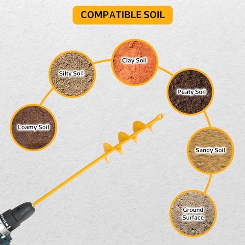 Garden Auger Drill Bit for Planting, 2 x 14.5 in Post Hole