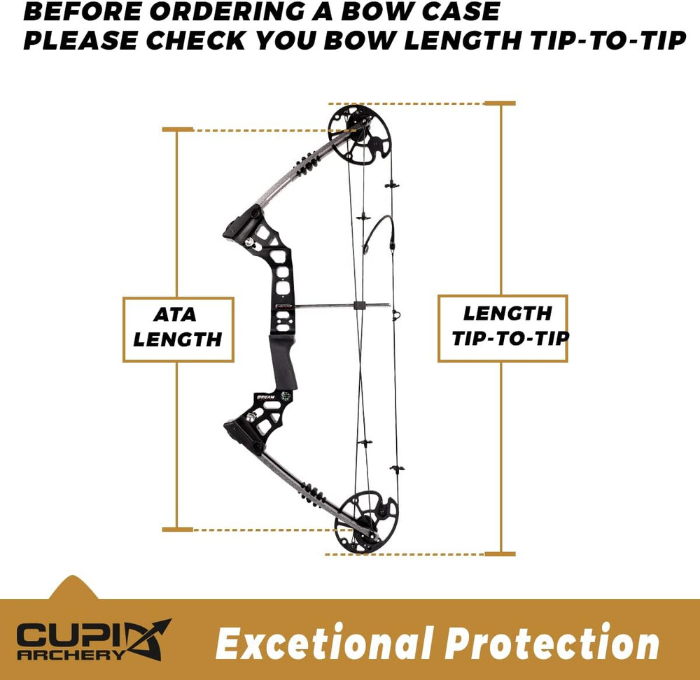 Compound Bow Case Soft Light-Weight Bow Bag with Arrow Pocket and Backpack Strap