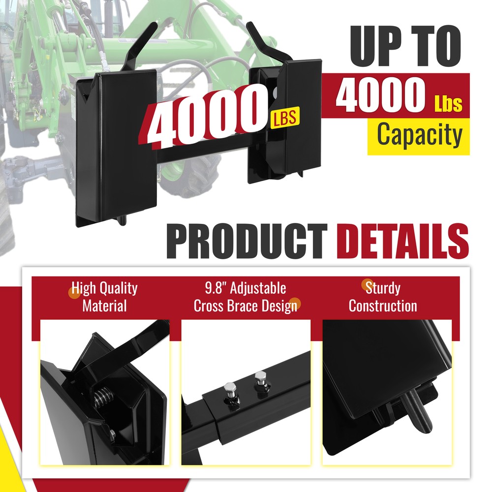 Adjustable Skid Steer Quick Tach Conversion Adapter Plate Attachment 4000LBS