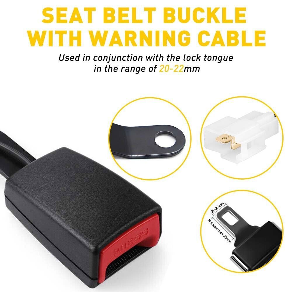 NEW Car Front Seat Belt Buckle Padding Socket Plug Connector with Warning Cable