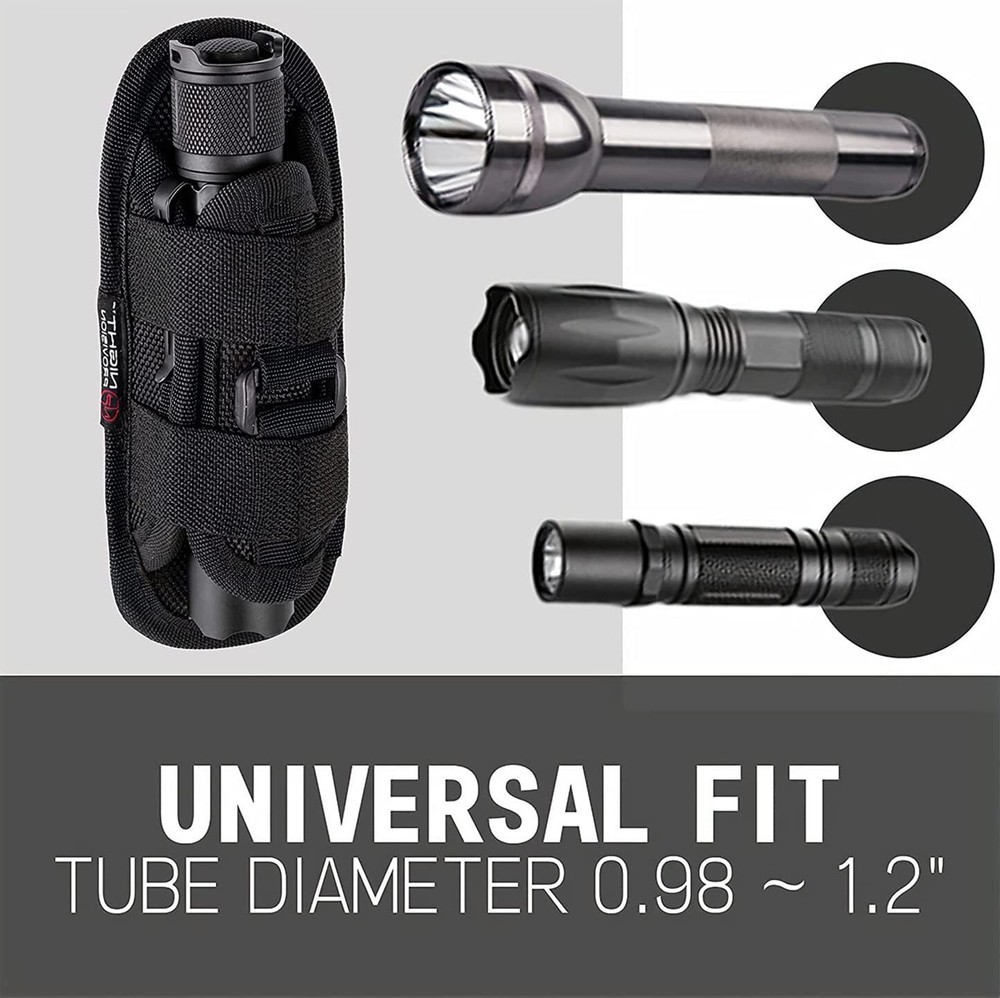 Tactical 360 Degrees Rotatable LED Flashlight Holder Torch Carry Belt Nylon Case