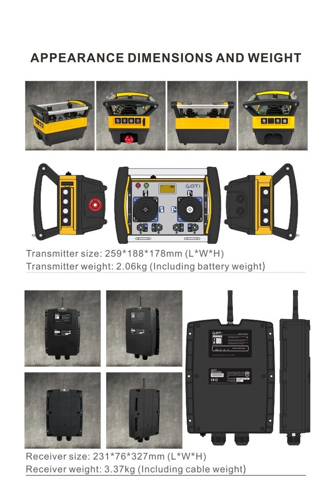 Industrial Crane Chargeable Remote Wireless Controller 2 PCS five step Joysticks