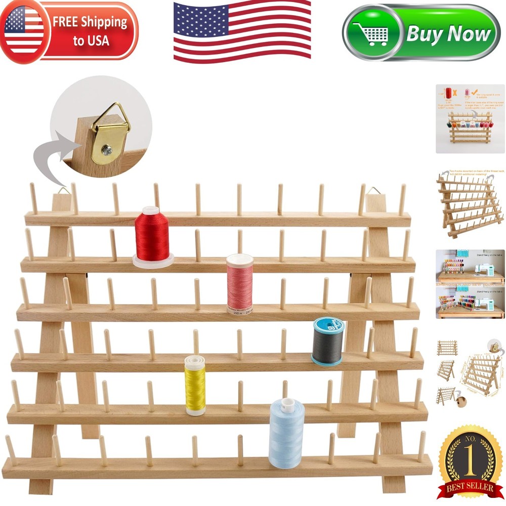 Versatile 60 Spools Thread Rack - Wall Mounted or Tabletop for Quilting & Sewing