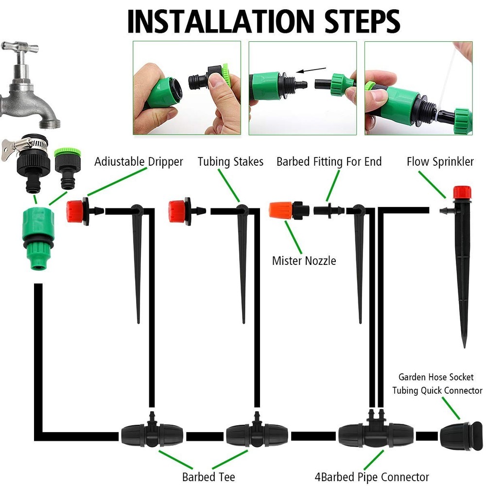 Garden Drip Irrigation System with 50FT Tubing