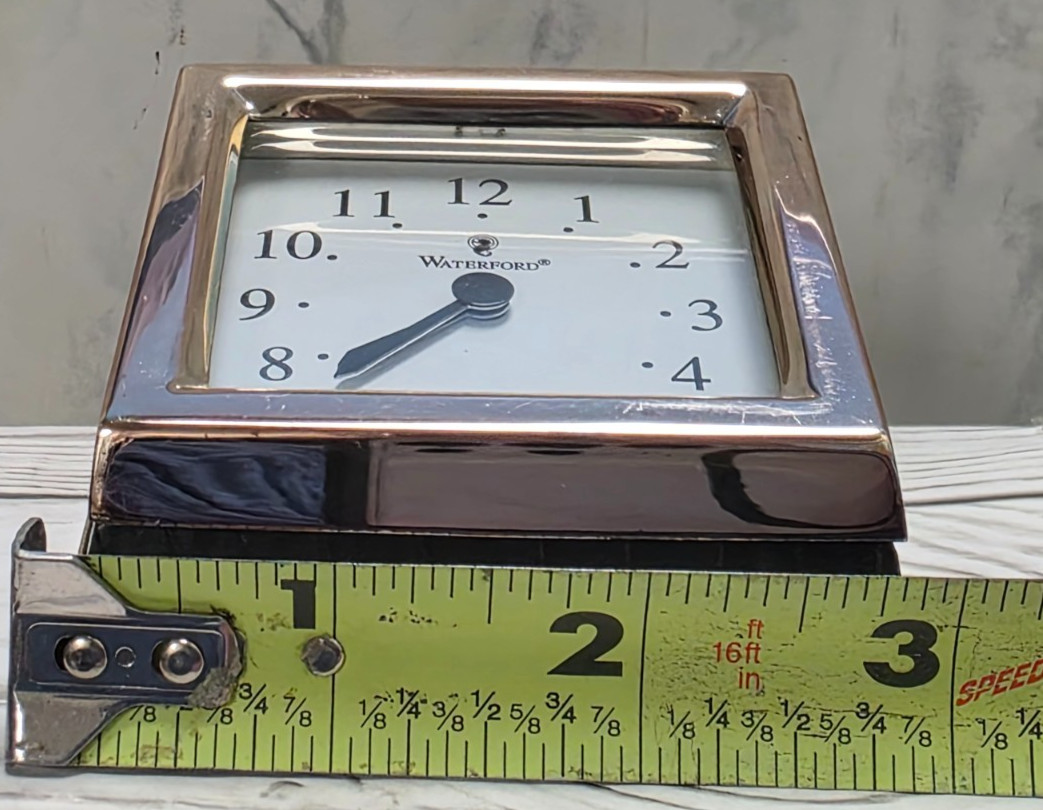 Waterford Free Standing Desk Clock, Faux Black Crocodile & Silver Plate Outline