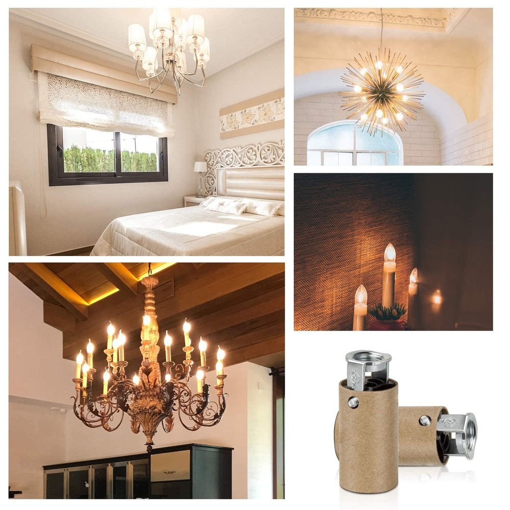 DiCUNO E12 LED Light Bulb Socket, Candelabra Base Socket Replacement, Black