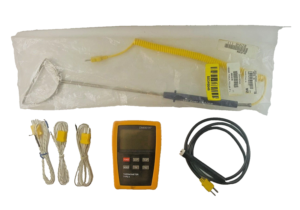 Digital K-Type Thermocouple Thermometer DM6801A w/ 5 Probes (3 diff. types)