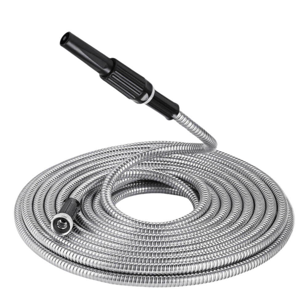 Stainless Steel Metal Garden Water Hose Pipe Flexible Lightweight 25/50/75/100FT
