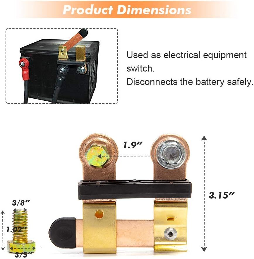 Auto Battery Disconnect Switch Blade Side Post Terminal Car Shut Cut Off Vehicle