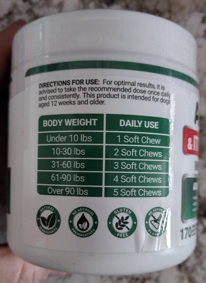 YUMA'S Dog Allergy Relief Chews Dog Itching Skin Relief Treatment Pills 170