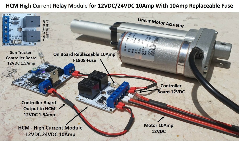 12V 24V 10Amp Relay Module Solar Panel Sun Tracking Controller DIY On Board Fuse