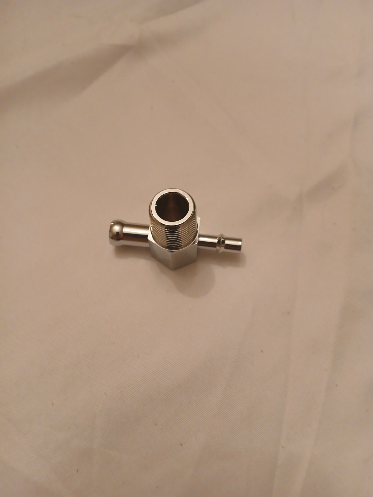 CHROME ALUM VACUUM INTAKE MANIFOLD "T" FITTING 3/8" NPT 1/4"&3/8" HOSE BARD