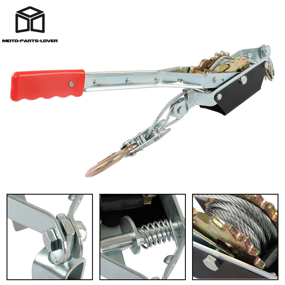 Come Along 2 Ton Winch Ratchet Dual Gear Power Puller w/2 Hooks Steel Cable