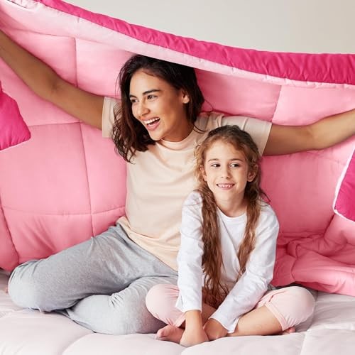 Lightweight Reversible Size Comforter Set, Down Alternative Queen Pink