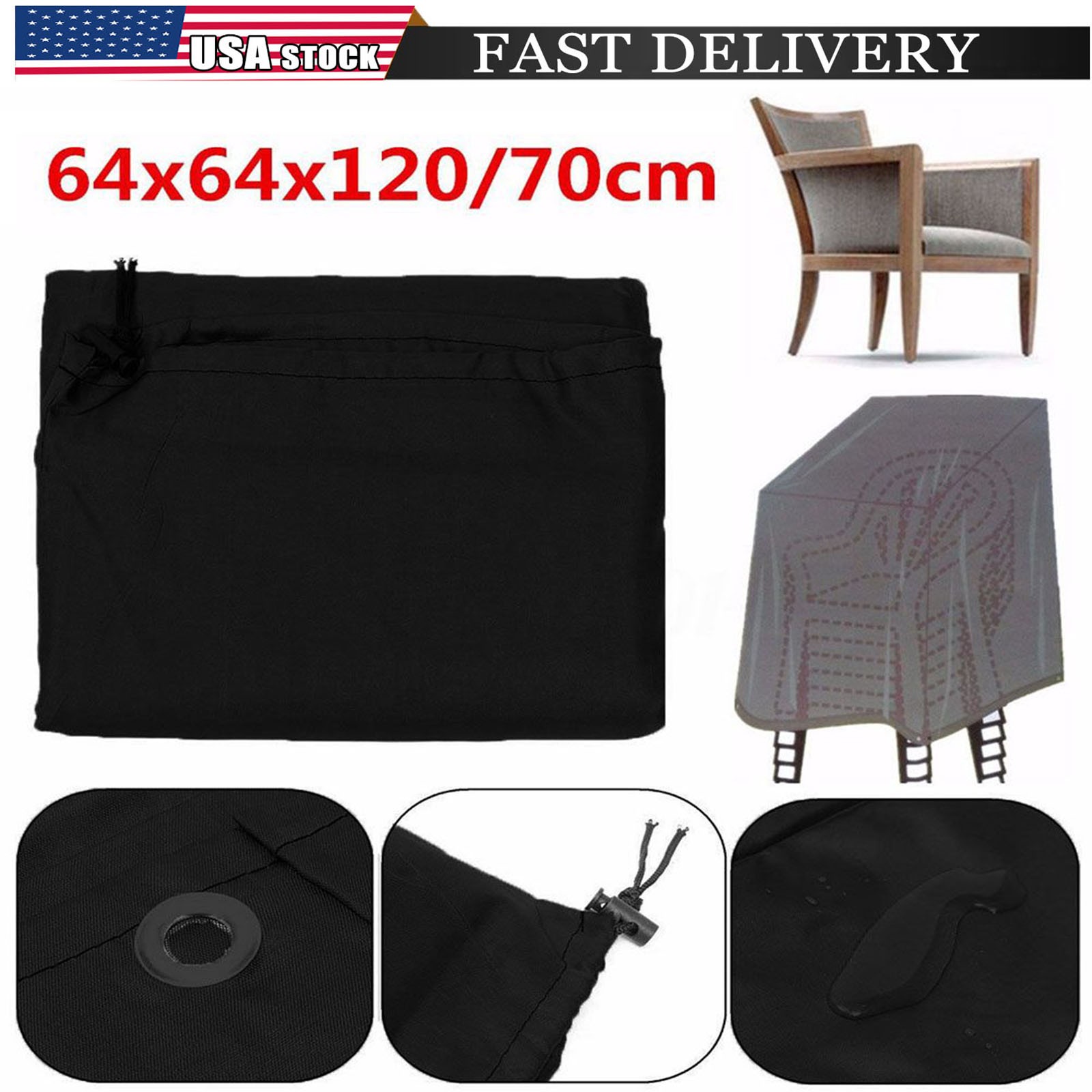 Waterproof High Back Stackable Patio Chair Cover Outdoor Furniture Protection US