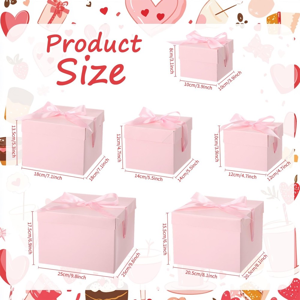 6 Pcs Nesting Gift Boxes with Lid Square Nesting Gift Boxes for Presents Pack...