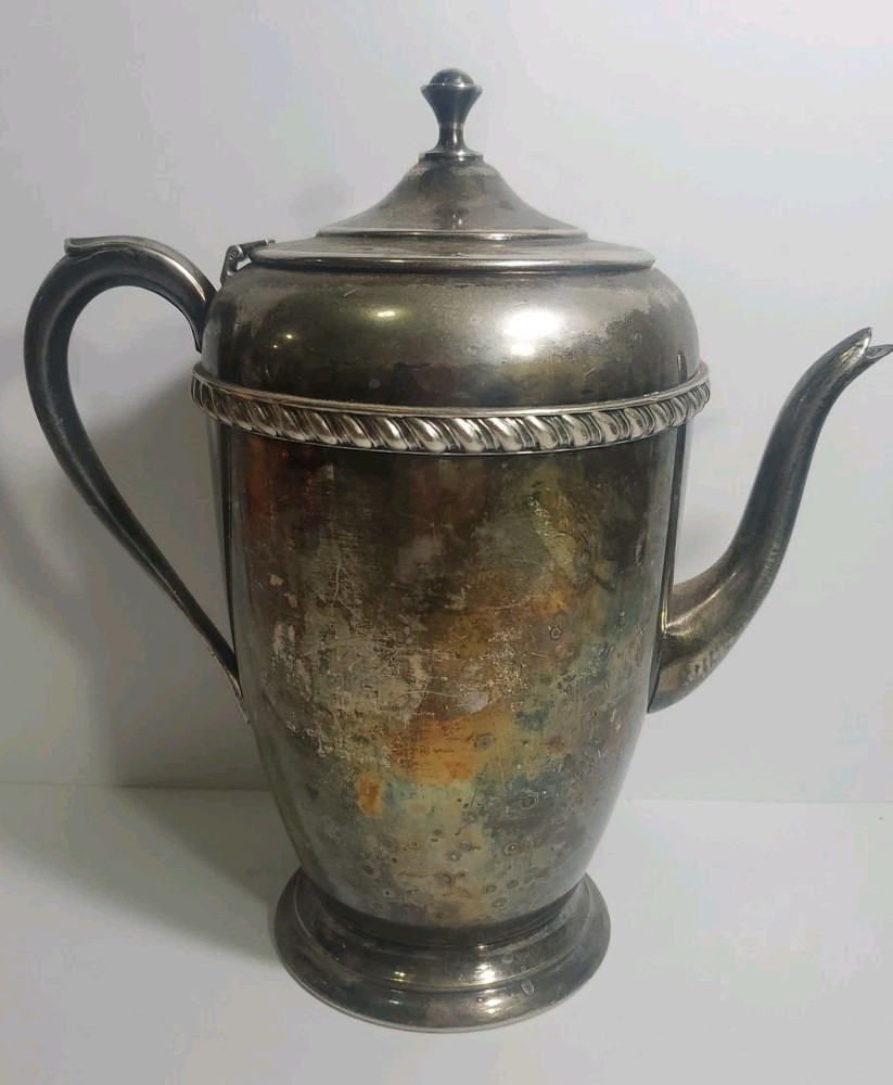 Vintage Victorian Style Silver on Copper Teapot 8.5 In Tall