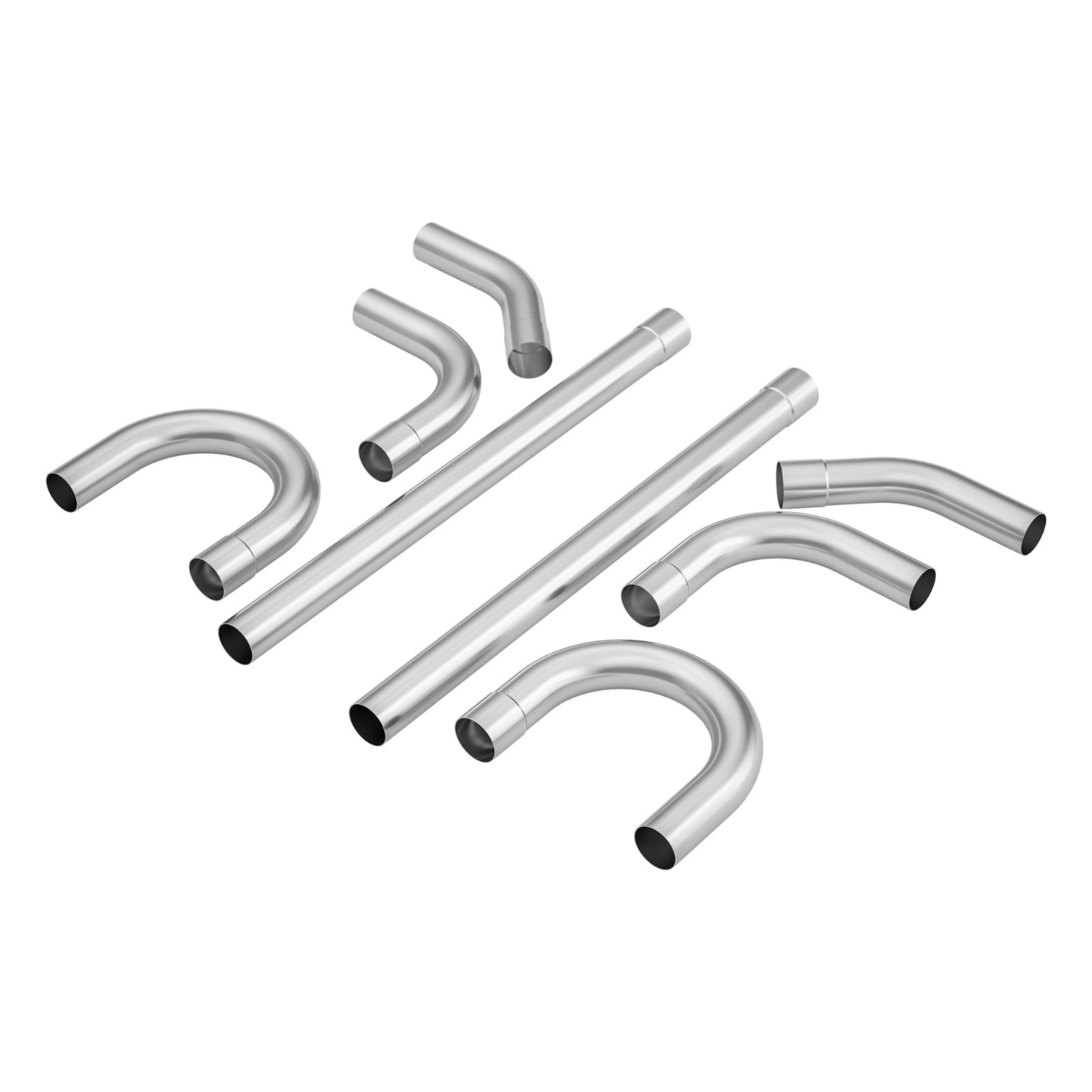 Universal 3" Custom Exhaust Tubing Mandrel Bend Pipe Straight U-Bend Kit 8Pieces