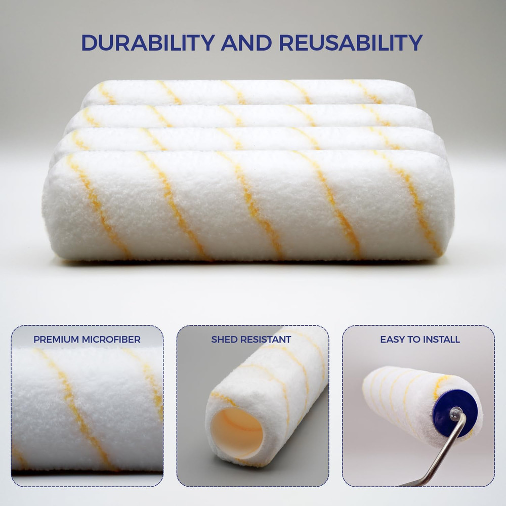 - Paint Roller Covers - 1/2 X 9 Inch Microfiber 6 Pack