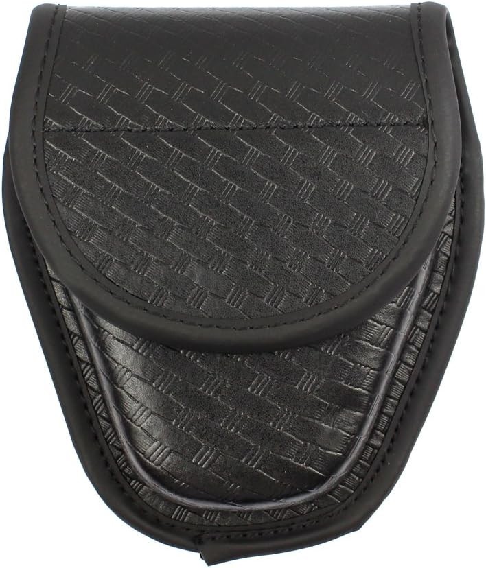 Covered Handcuff Case, Molded Hiddend Snap One Size, Basketweave Cuff Case