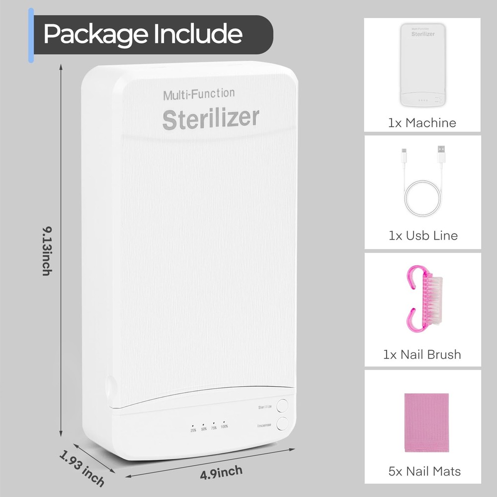 Nail Tool Sterilizer with Blue Light, Portable USB Sterilizating , Multi-Func...
