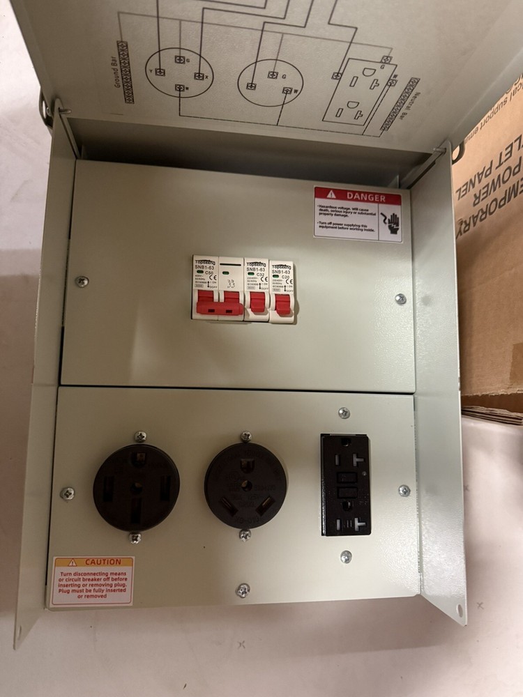 20 30 50 Amp Rv Electrical Panel Receptacle - Temporary Power Outlet Panel Box,