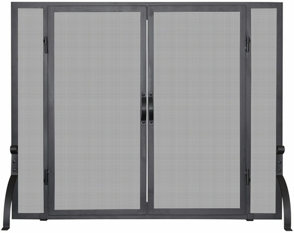 Single Panel Black Wrought Iron Screen with Doors - Smaill