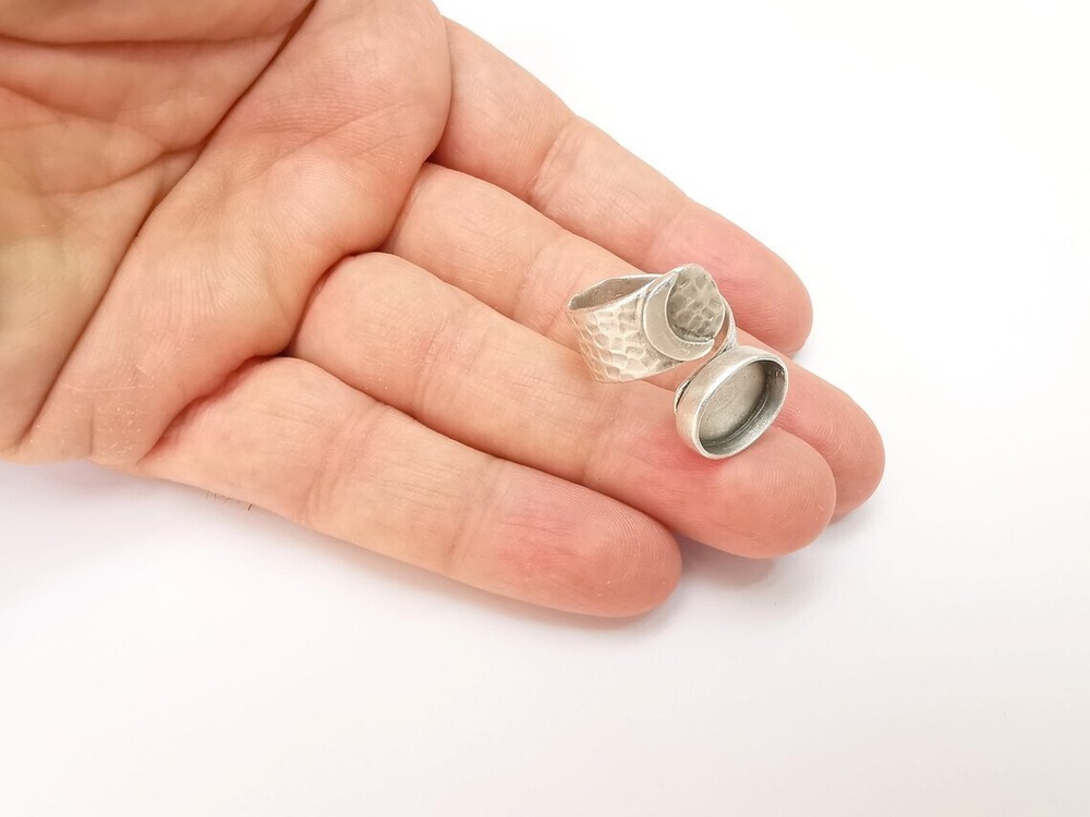 Crescent Ring Setting Blank Cabochon Ring Mounting Adjustable Wrap Ring Base