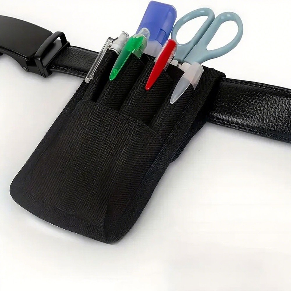 2 Pcs Belt Pen Holder, Multifunctional Adjustable Black