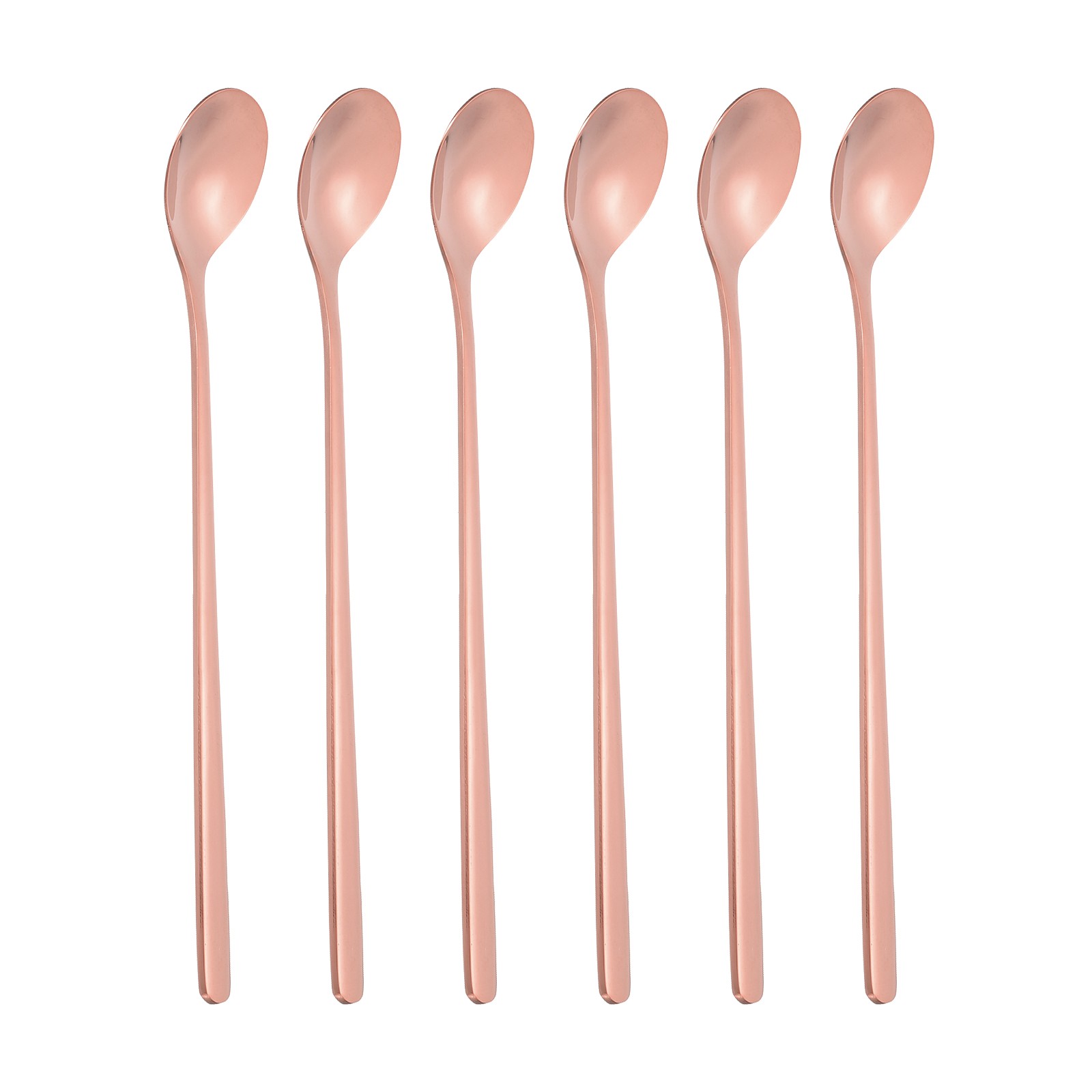 Long Handle Iced Tea Spoon, 6 Pcs 7" Stainless Steel Long Spoons, Rose Gold