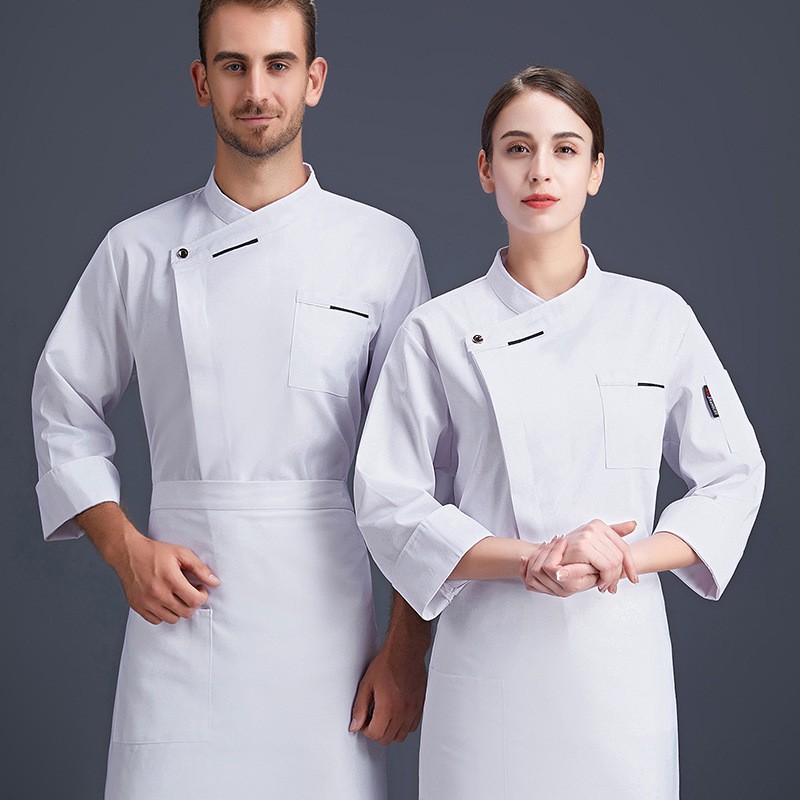 Men Chef Jacket Long Sleeve Hotel Kitchen Work Uniform Top Restaurant Coat