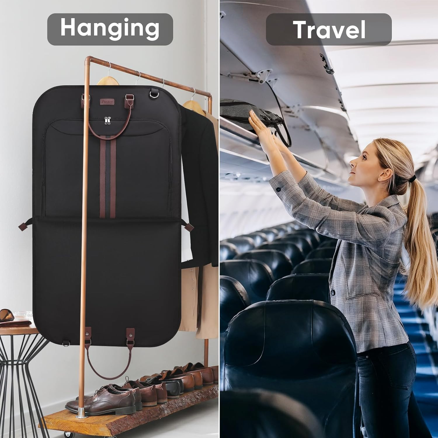 Travel Garment Bag, Travel Suit Bag for Men, 42'' Waterproof Carry on Garment Ba