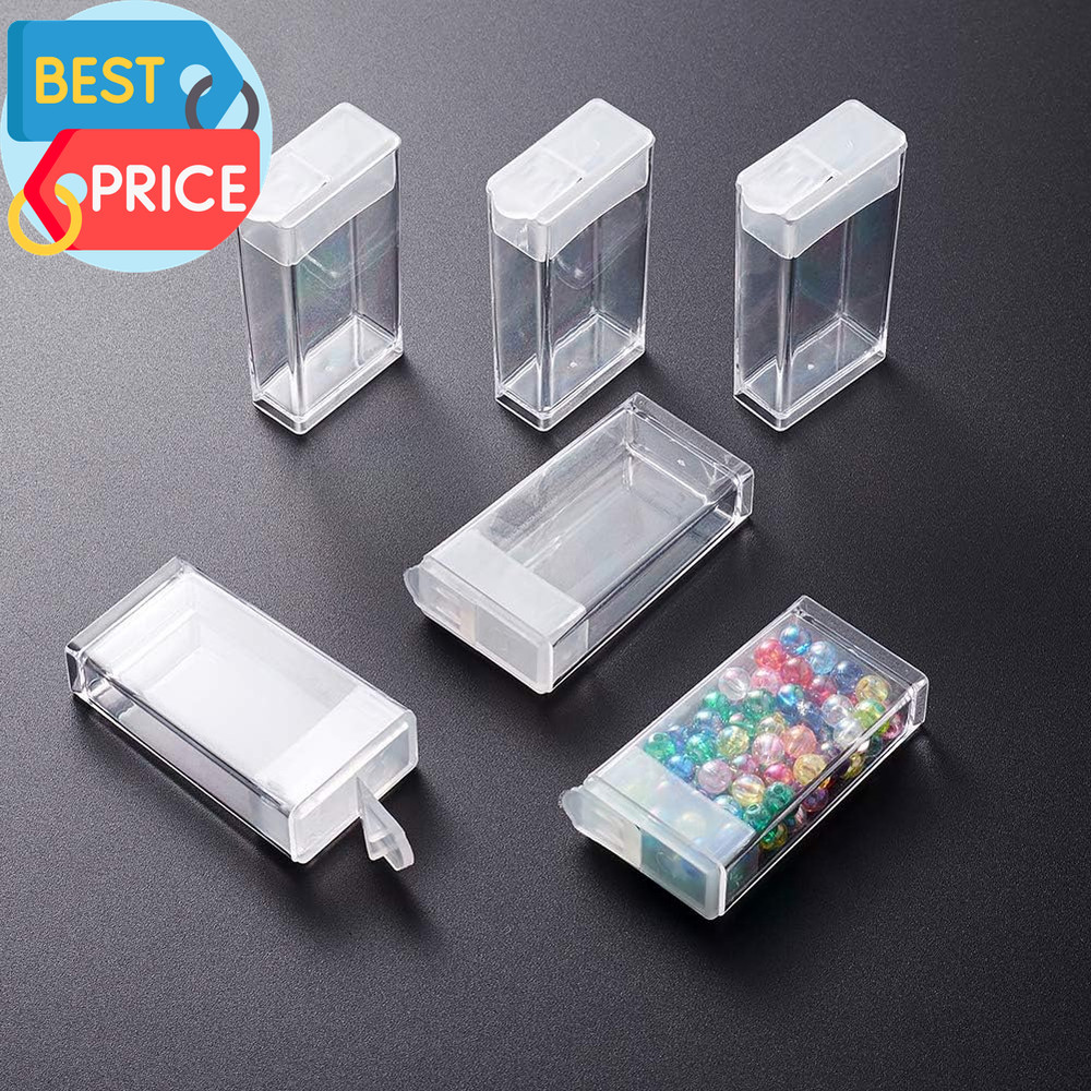 100Pcs Plastic Flip Top Seed Bead Small Storage Containers 2X1 Rectangle Transpa