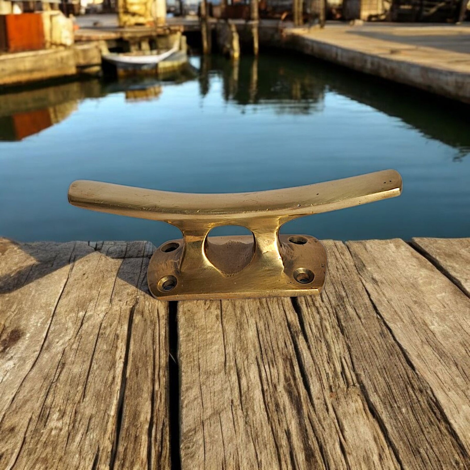 Solid Brass Boat Cleat, Functional, Nautical Gold Decor, 12cm/4.7in