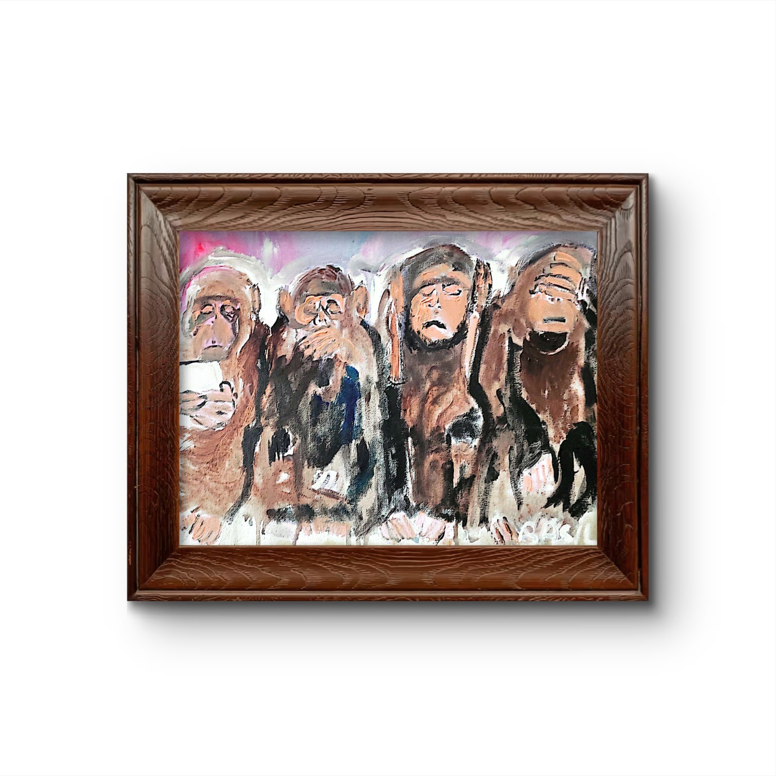 Monkeys Of Social Media Cringe Unique Abstract Expressionism Art Canvas 11x14