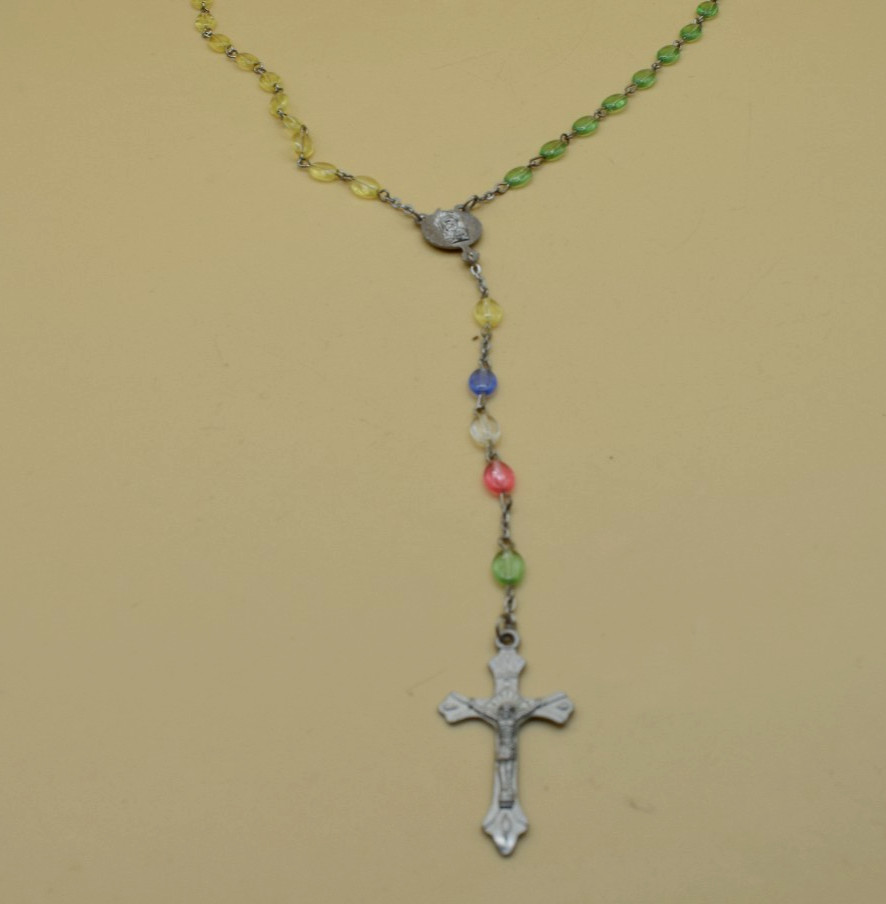 Pastel Rainbow Glass Bead Rosary