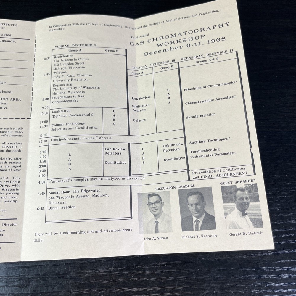 VTG Store Catalog Engineering Institute 3rd Gas Chromatography Workshop 1968