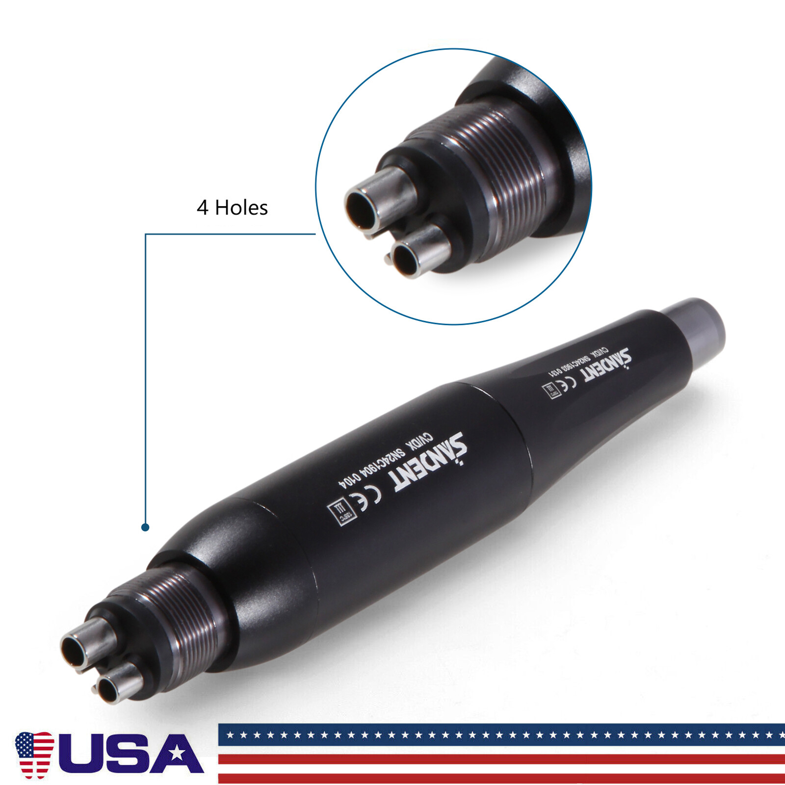 360° Swivel Dental Hygiene Prophy Handpiece Air Motor 4:1 Cone 4 Holes 4000 rpm