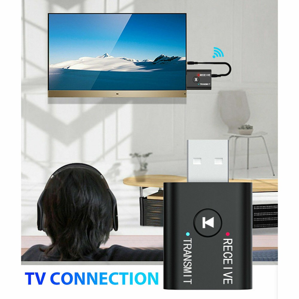 2in1 Bluetooth Transmitter Receiver USB Wireless Stereo Audio Adapter Dongle PC