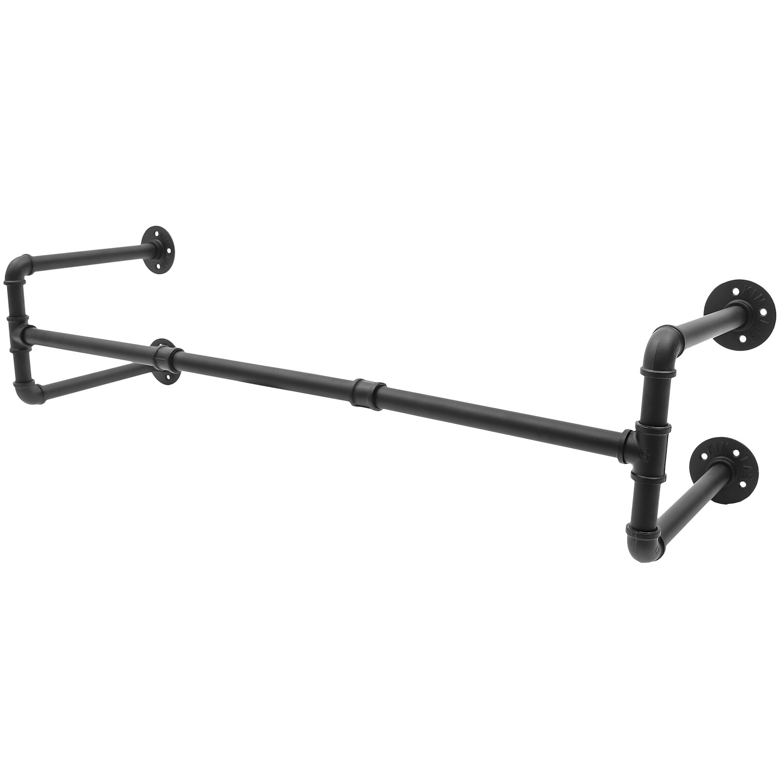 Industrial Pipe Clothing Rack Wall-Mounted Clothes Garment Organizer Rod Hanger