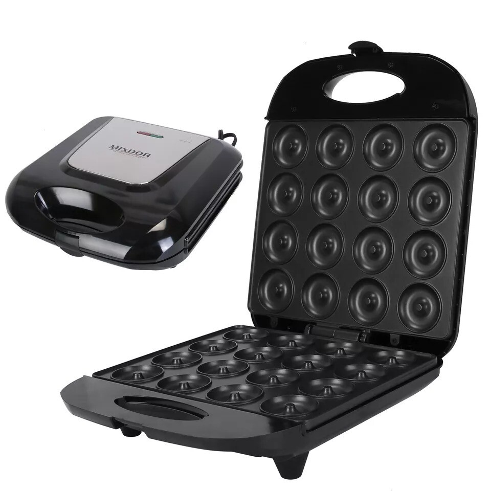 1400W Electric Mini Donut Maker Machine Nonstick Surface Baker 16 Doughnuts
