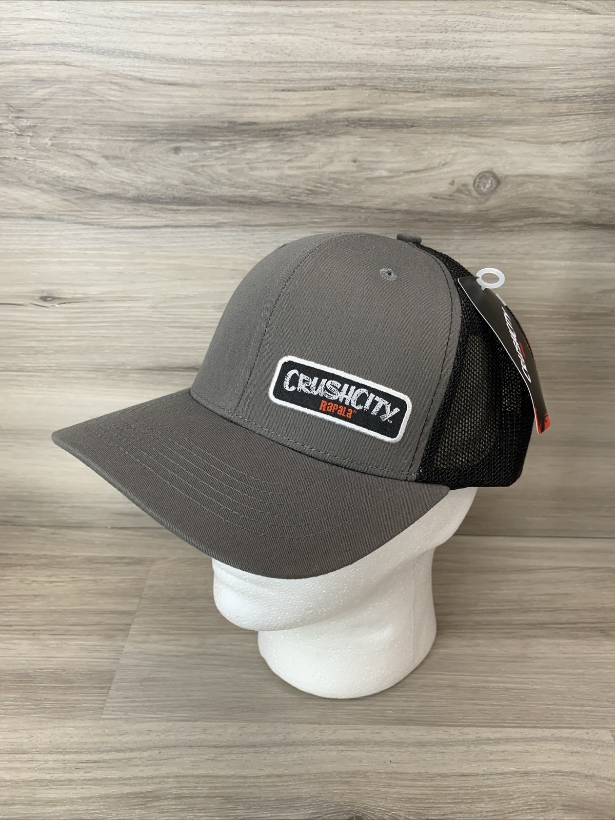 Rapala Crush City  Mesh SnapBack Hat Cap NEW SMALL PATCH FISHING LURES GRAY
