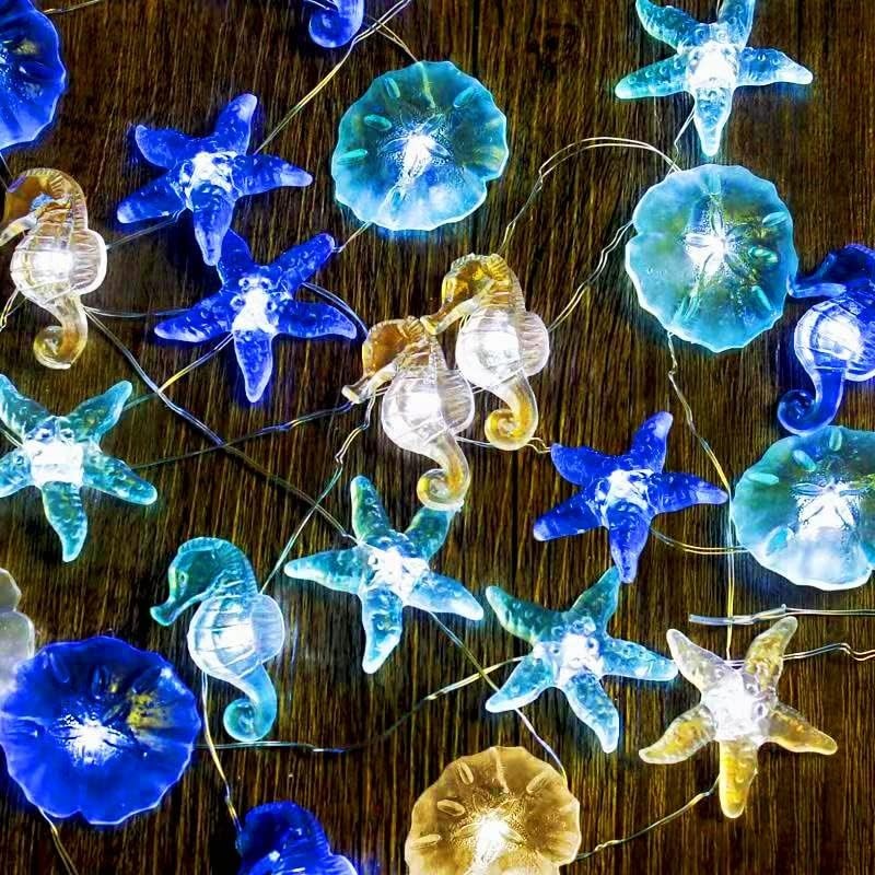 Nautical Ocean Theme String Lights: 30 LEDs with Remote, 10 ft for All Occasions