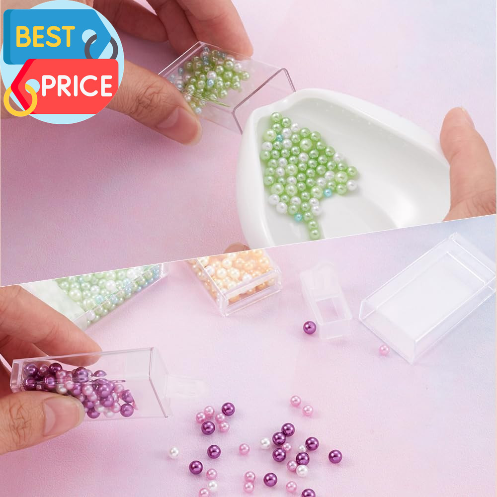100Pcs Plastic Flip Top Seed Bead Small Storage Containers 2X1 Rectangle Transpa