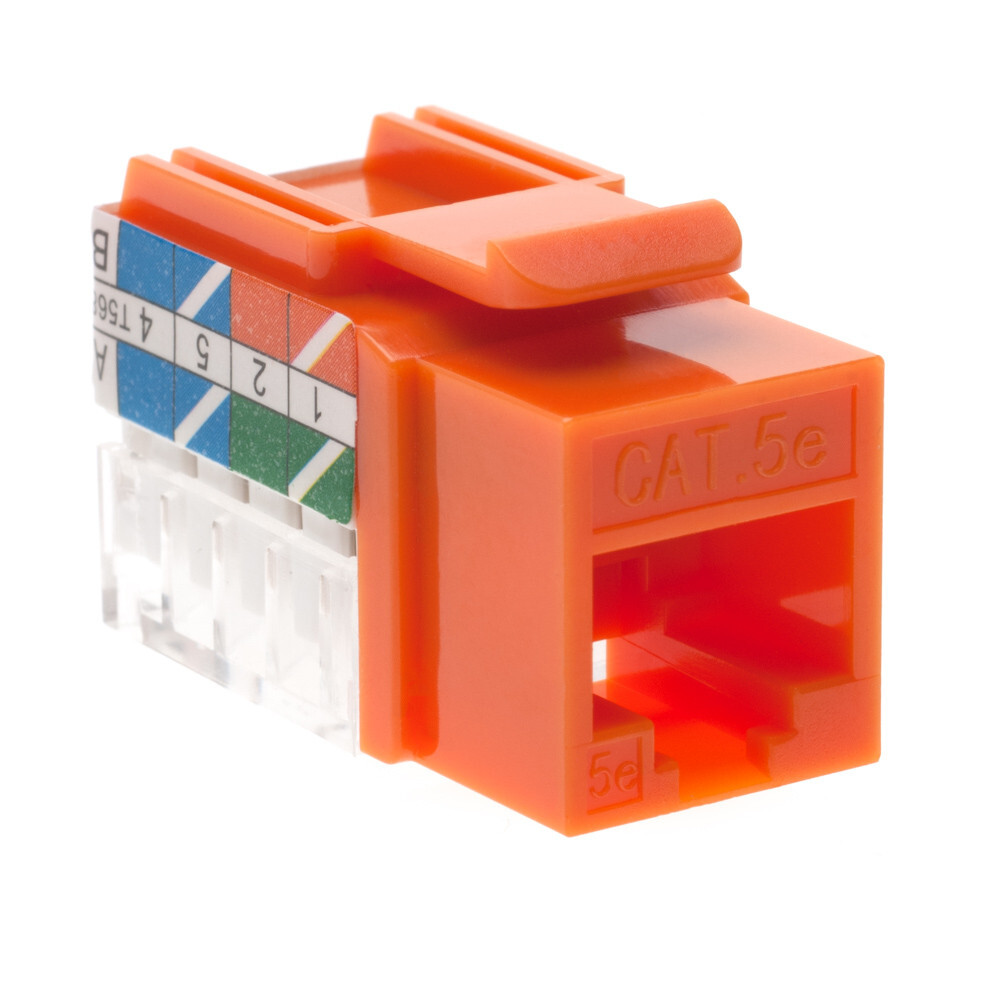 5 pack Cat5e 45° Angled Keystone Jack Network 110 Punchdown 8P8C Cat5